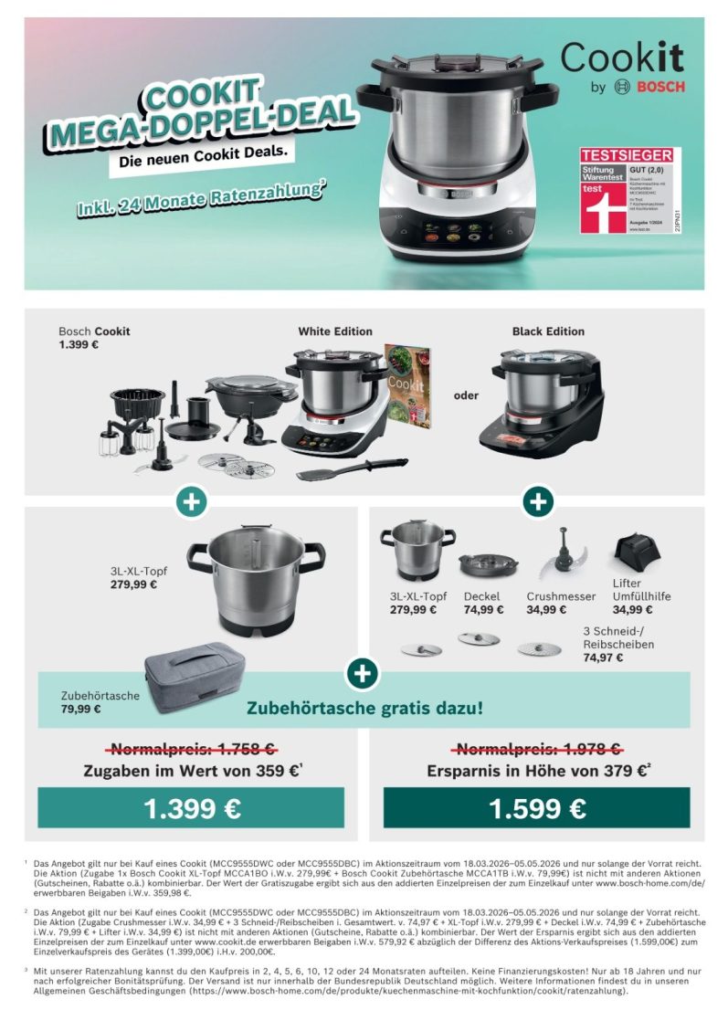 Bosch Cookit im Angebot für 1.399 € und einer Ersparnis von 579 €.