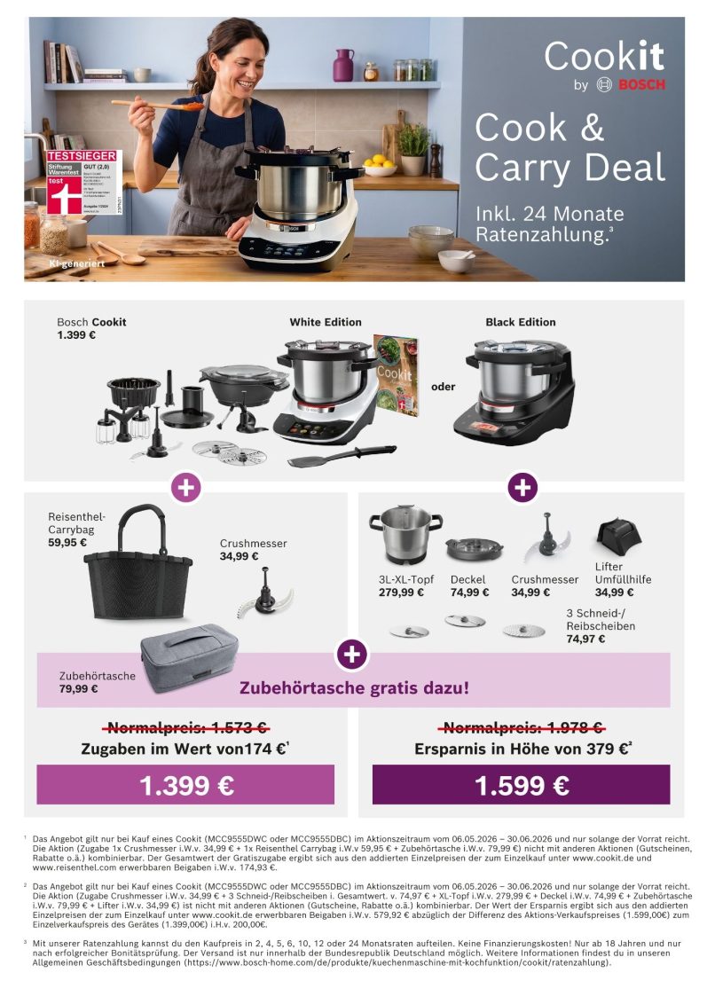 Bosch Cookit im Angebot für 1.399 € und einer Ersparnis von 579 €.