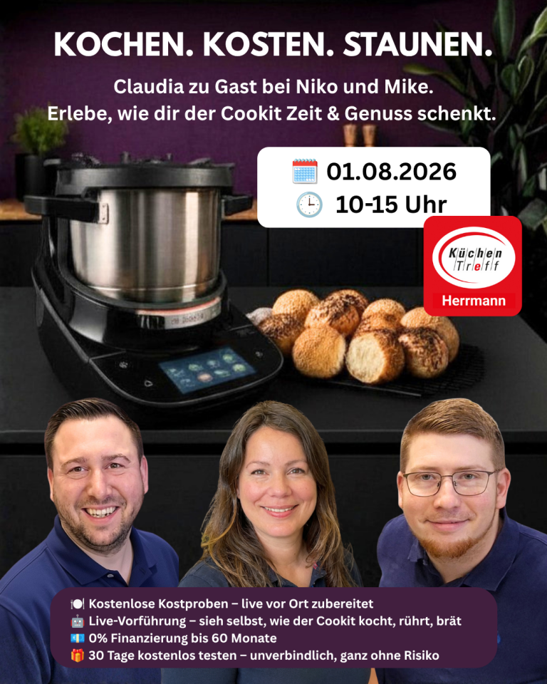 Bosch Cookit zu Gast im KüchenTreff Herrmann Kochvorführung mit dem Bosch Cookit am 01.08.2026 von 10-15 Uhr im Küchentreff Herrmann in Ludwigfelde.